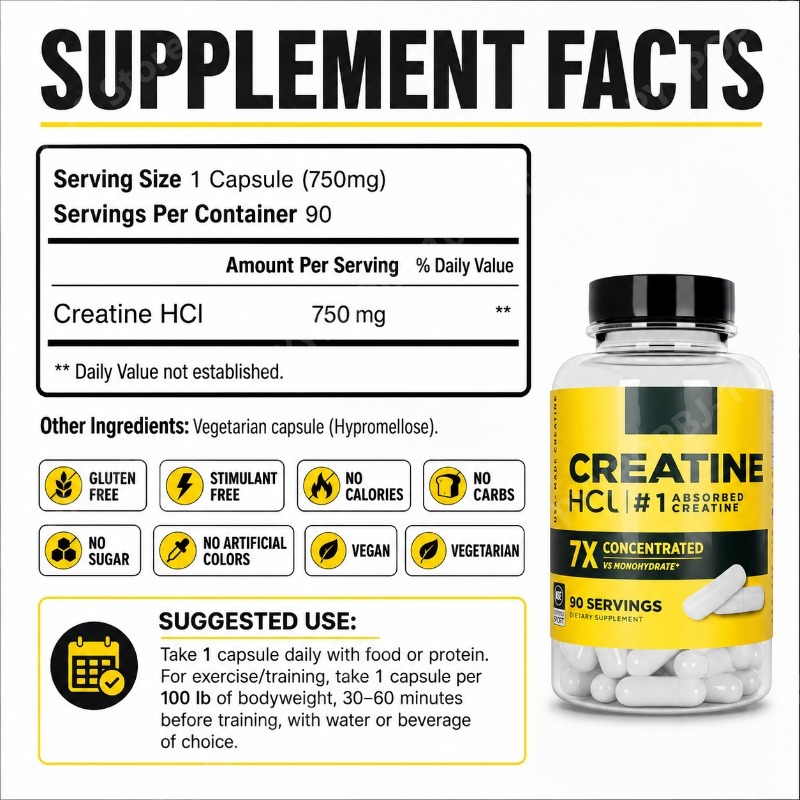 Creatine HCl 750mg 90 Capsules - Fitness With Nutrition avaliação e preço
