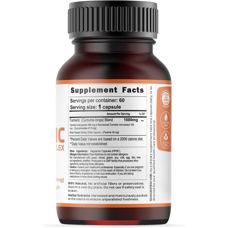 Turmeric Capsules 1000mg Conta - Turmeric Curcumin Capsule avaliação e preço