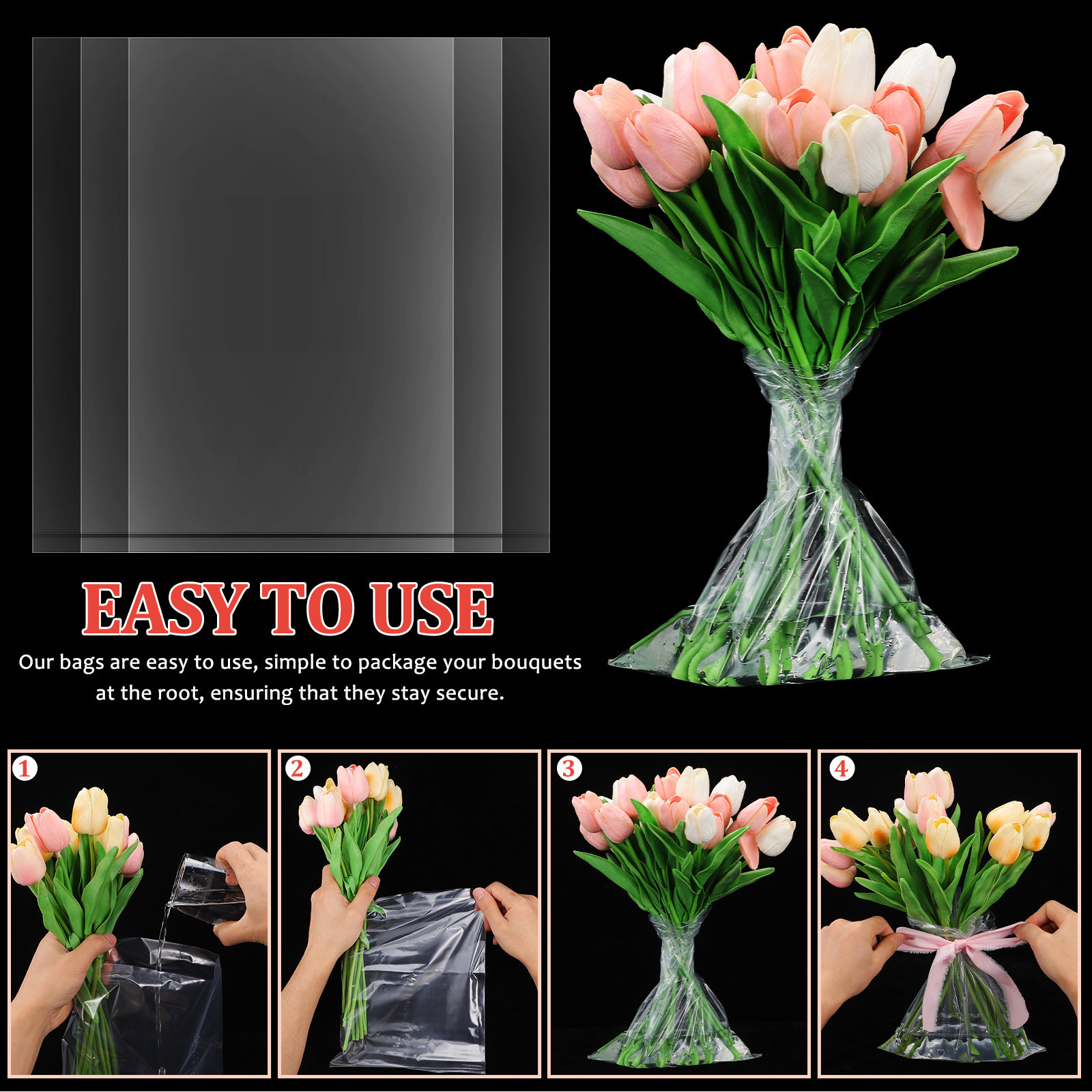 50pcs Flower Bags Plastic Fres - Nutrition & Fitness Class avaliação e preço