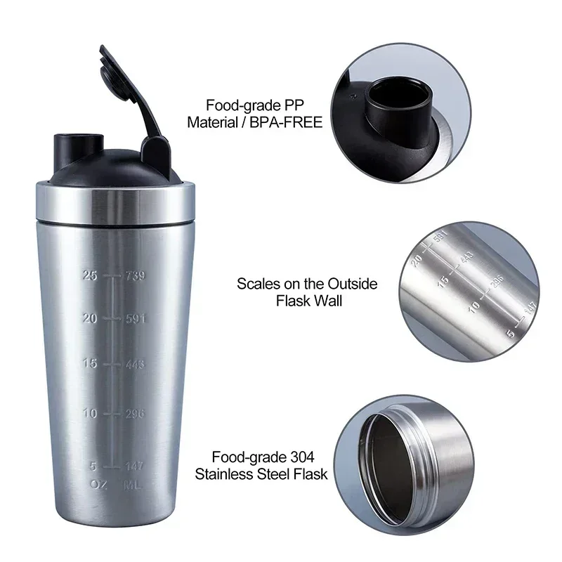 Stainless Steel Protein Shaker - Fitness With Nutrition avaliação e preço