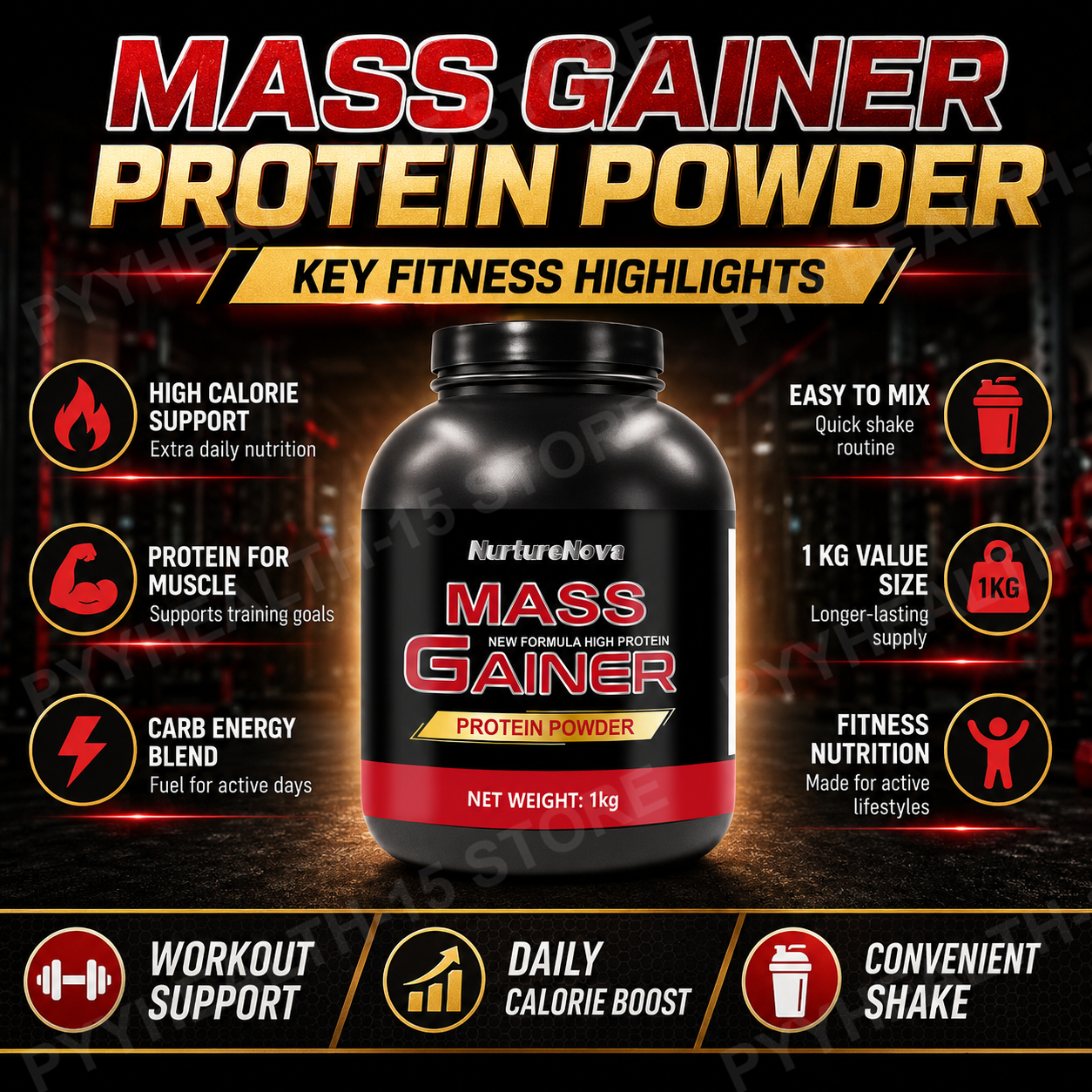 Mass Gainer Protein Powder 1kg - Fitness With Nutrition avaliação e preço