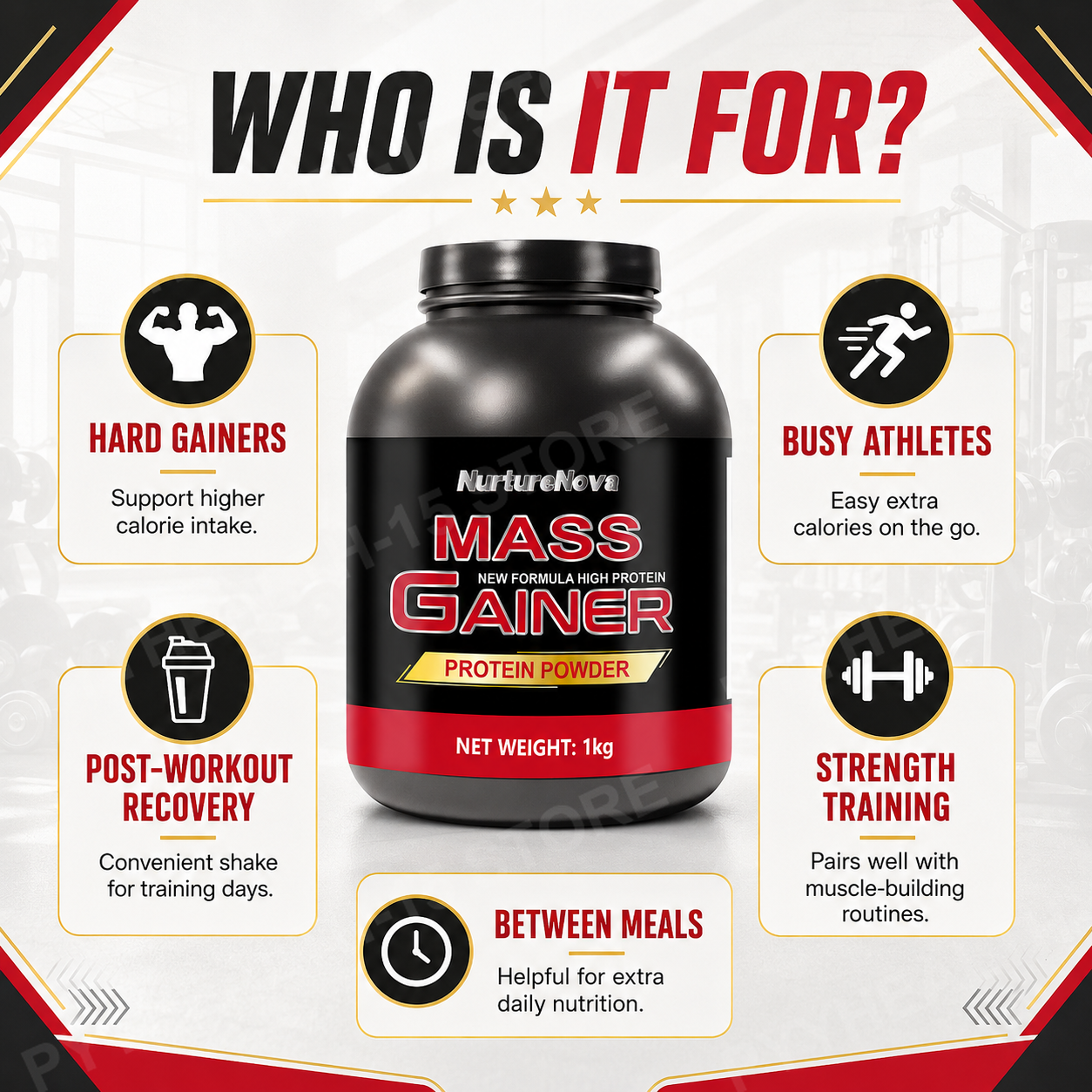 Mass Gainer Protein Powder 1kg - Fitness With Nutrition avaliação e preço