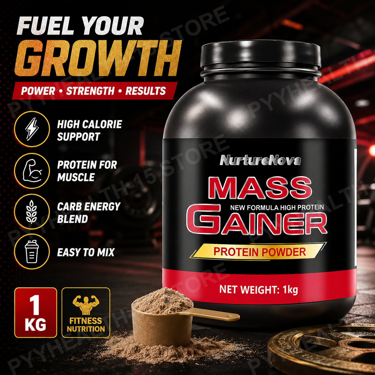 Mass Gainer Protein Powder 1kg - Fitness With Nutrition avaliação e preço